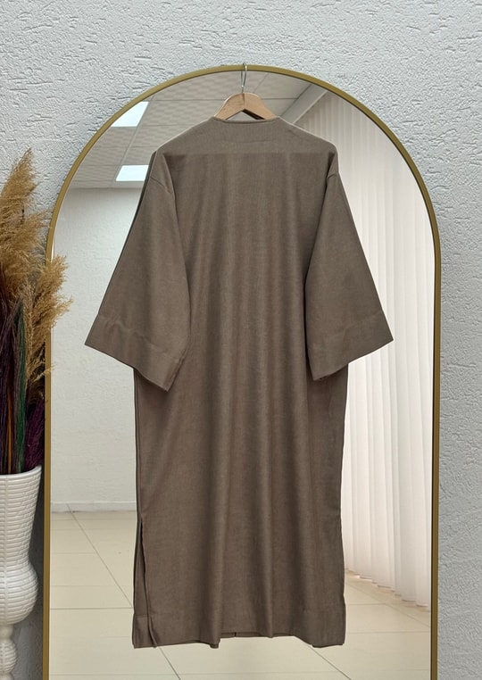Refia Fitiili Bronşlu Uzun Kimono-GS580 Vizon
