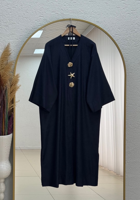 Refia Fitiili Bronşlu Uzun Kimono-GS580 Lacivert