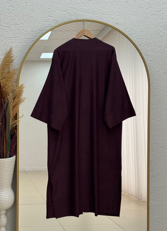 Refia Fitiili Bronşlu Uzun Kimono-GS580 Mürdüm