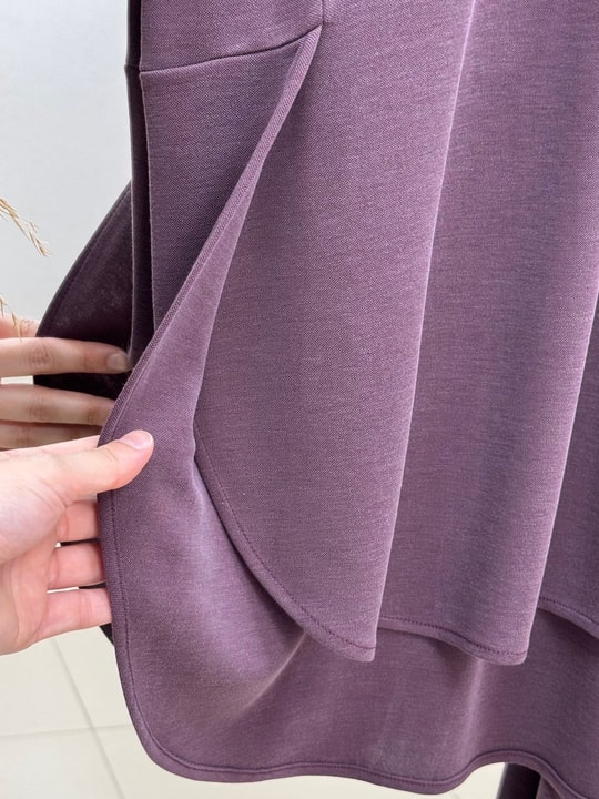 Reyhanur Yanı Yırtmaçlı Pike Pantolonlu Takım-NL764.1 Mürdüm