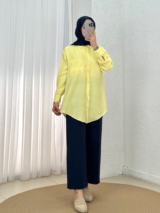 Ritim Tek Cepli Salaş Gömlek-Zİ2211 Sarı