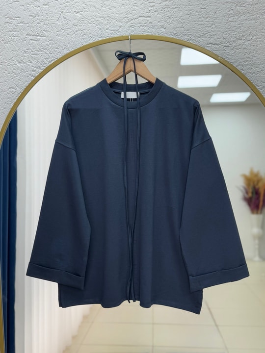 Rukiye Dikiş Detaylı Yırtmaçlı Sweatshirt-EU2755 Antrasit