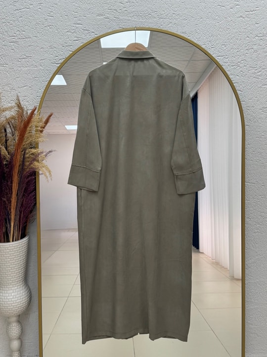 Saadet Önü Robalı Düğmeli Elbise-GS8358 Mint