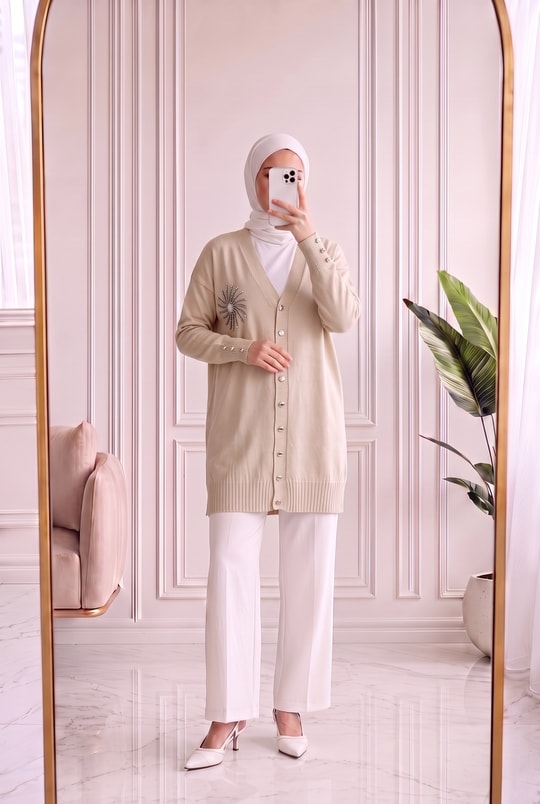 Sabifeza Güneş Taşlı Soğuk İp Hırka-SY3362 Taş