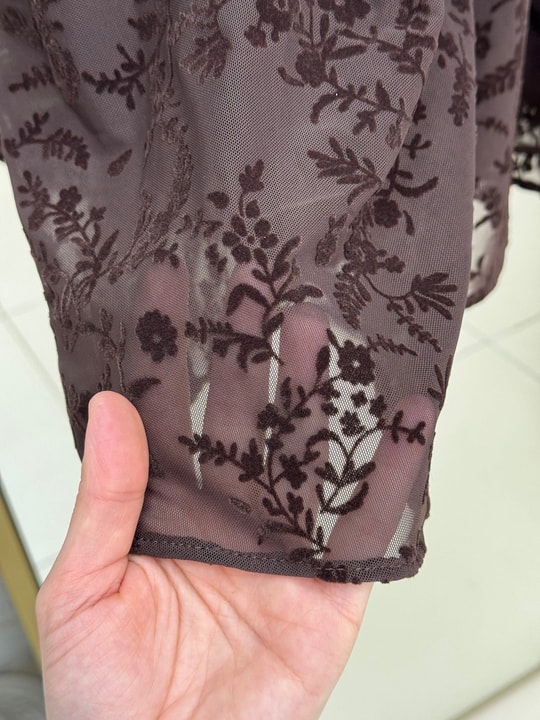 Sabiha Astarlı Kemerli Flok Tül Etek-EK752 Kahve