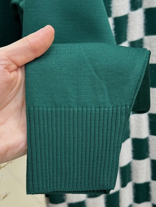 Sabiser Yarısı Kareli Soğuk İp Tunik-SY3376 Yeşil