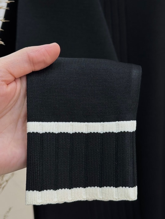 Sabiyar Bisiklet Yaka Kolu ve Altı Çizgili Tunik-SY3374 Siyah