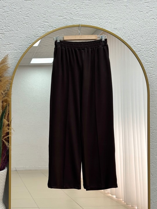 Sabizer Yanı Fermuarlı Pantolonlu Takım-NA3482 Kahve