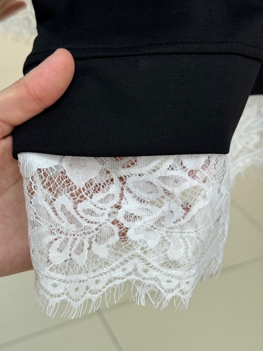 Şahcem Eteği Dantelli Tunik-NA910 Siyah