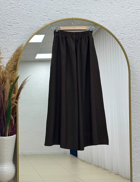 Şahpare Çift Cepli Geniş Paça Pantolon-BY5052 Kahve