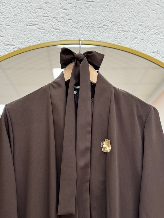 Şahsima İkili Abaya Takım-GS4687 Kahve
