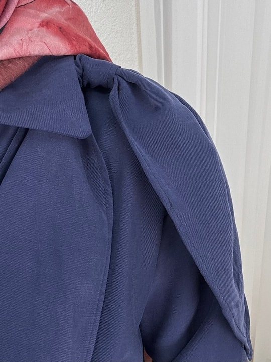 Sanem Metal Düğmeli Şallı Pantolonlu Takım-NA3443 Lacivert