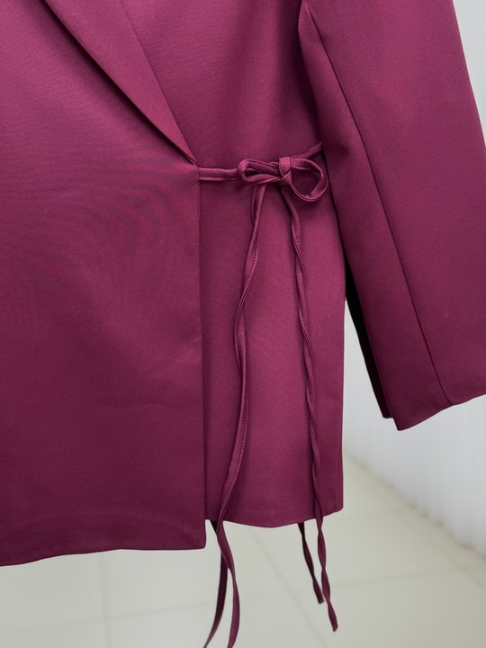 Sarmaşık Yandan Bağlamalı Ceket-KT1915 Bordo