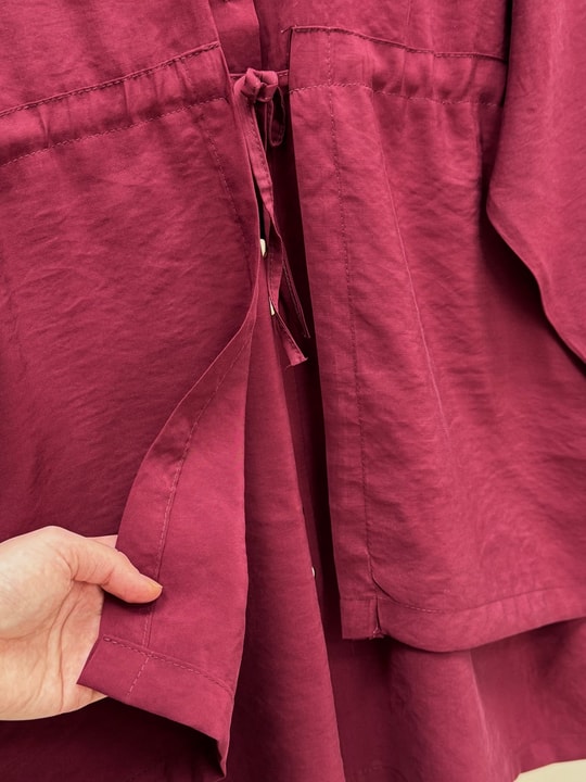Saye Pelerinli Beli Tünelli Gömlek-BN4659 Bordo