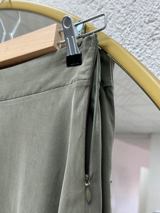 Şayeste Beli Büzgülü Fermuarlı Modal Etekli Takım-EK733 Haki