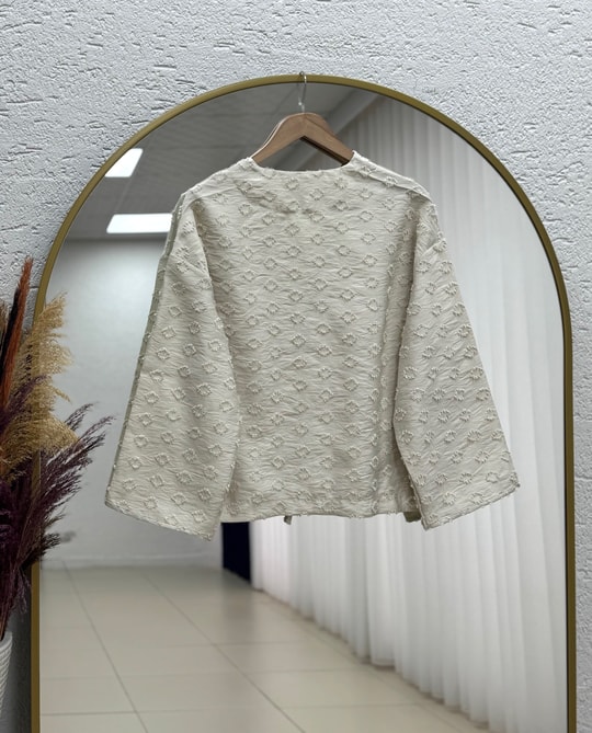Şelale Püsküllü Bağlamalı Kimono-Zİ3141 Taş