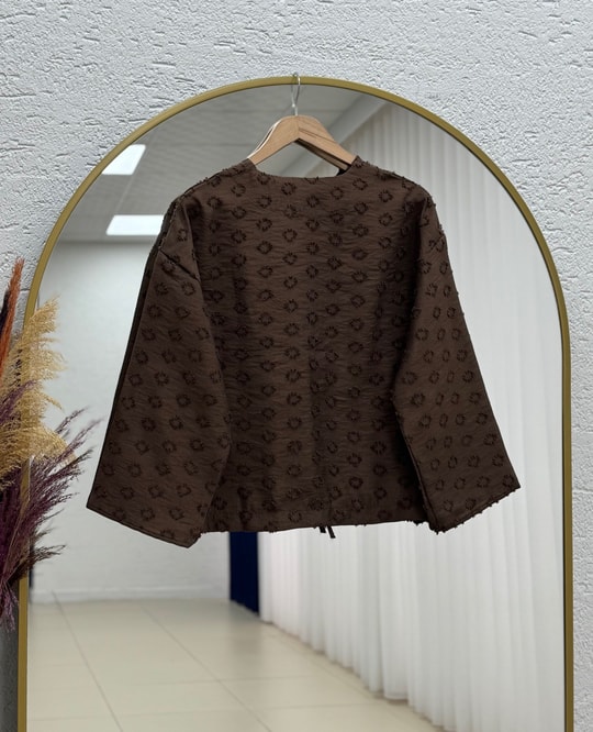 Şelale Püsküllü Bağlamalı Kimono-Zİ3141 Kahve