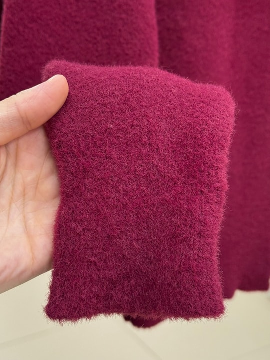 Selcan Mini Gold Düğmeli Altı Fitilli Triko Hırka-KR6030 Bordo