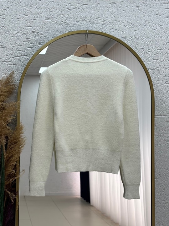 Selcan Mini Gold Düğmeli Altı Fitilli Triko Hırka-KR6030 Ekru