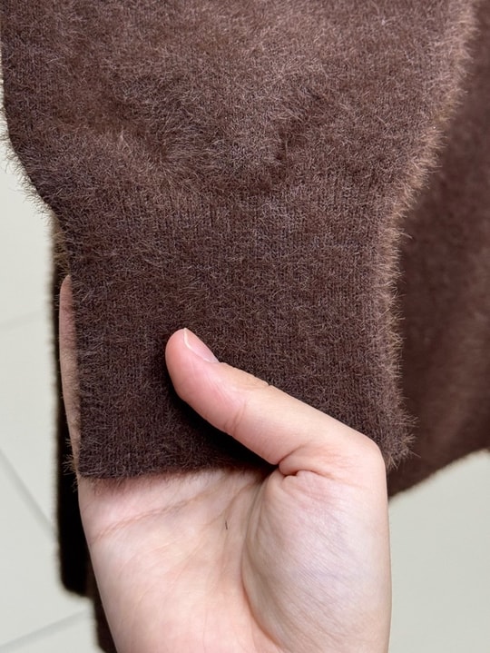 Seray Gold Düğmeli Uzun Peluş Hırka-KR6011 Kahve