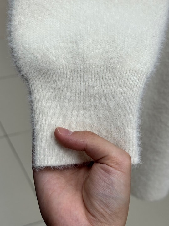 Seray Gold Düğmeli Uzun Peluş Hırka-KR6011 Krem