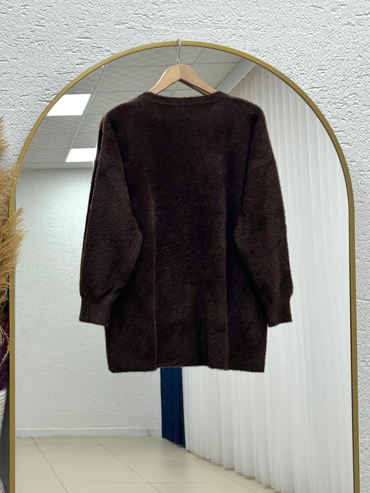 Sernaz Yumoş Tunik-KR6014 Kahve