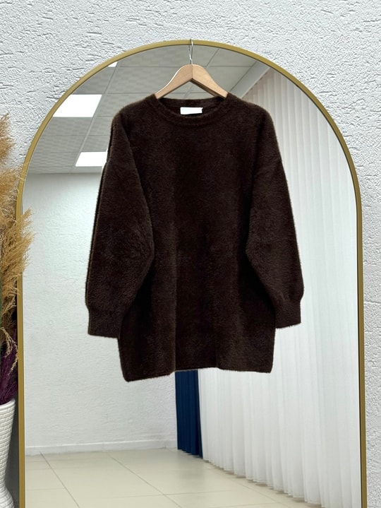Sernaz Yumoş Tunik-KR6014 Kahve