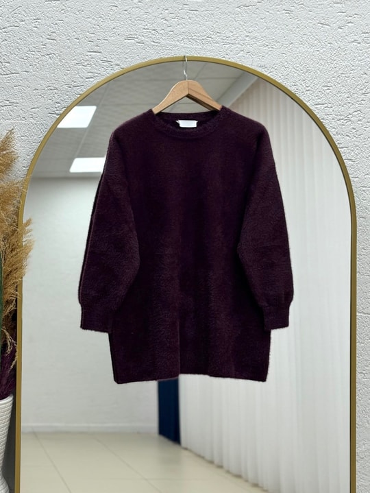 Sernaz Yumoş Tunik-KR6014 Mürdüm