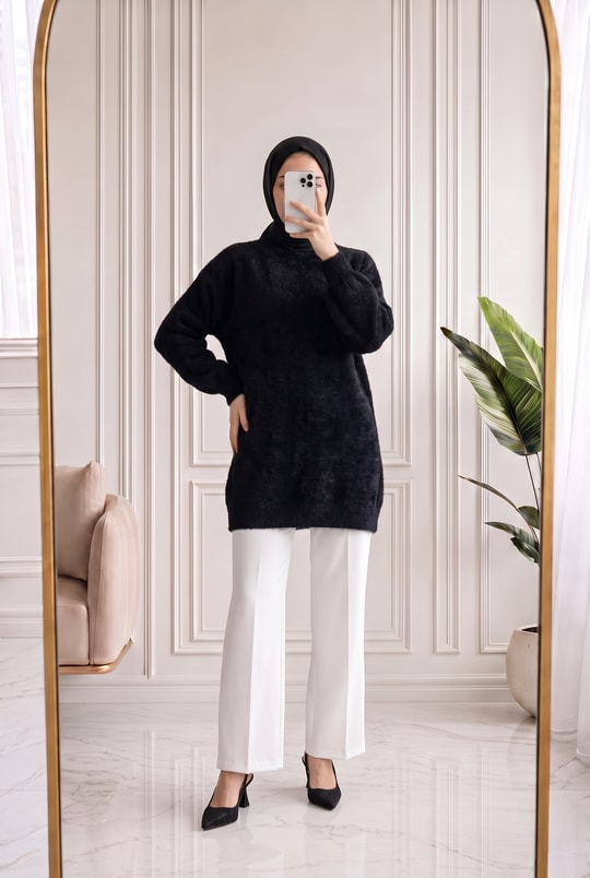 Sernaz Yumoş Tunik-KR6014 Siyah