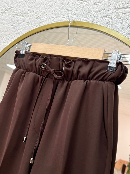 Seryla Çift Cepli Önü İpli Pantolon-MT515 Kahve