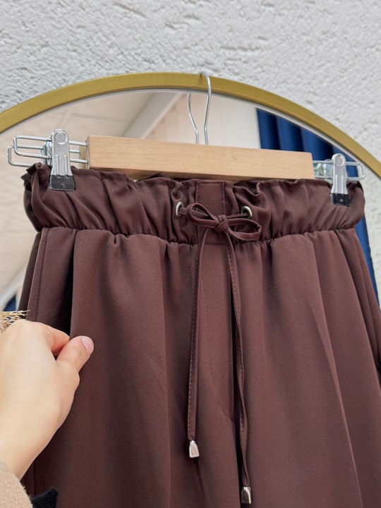 Seryla Çift Cepli Önü İpli Pantolon-MT515 Kahve