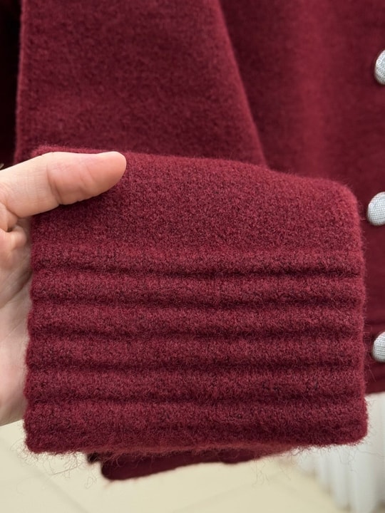 Seval Kol Ucu Ve Altı Çizgili Yakalı Triko Hırka-KR6004 Bordo
