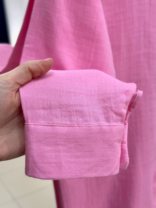 Sevina Tek Cepli Oversize Müslin Gömlek-NA854 Pembe