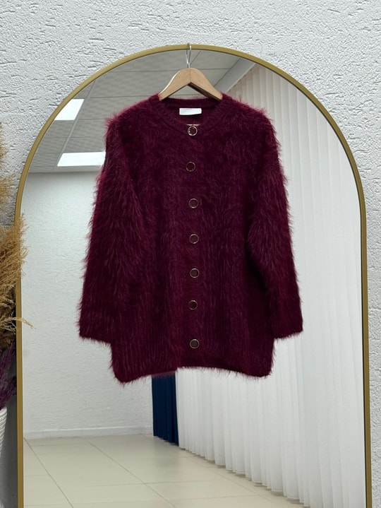 Şevkinaz Sakallı Yumoş Hırka-KR5039 Bordo