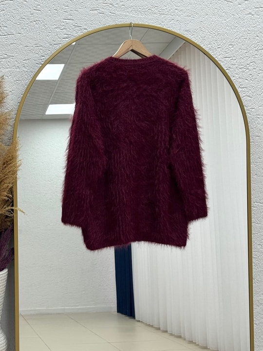 Şevkinaz Sakallı Yumoş Hırka-KR5039 Bordo