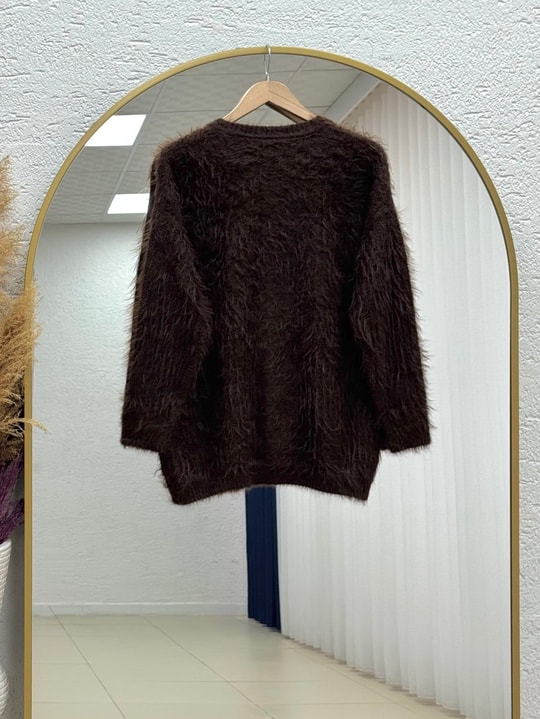 Şevkinaz Sakallı Yumoş Hırka-KR5039 Kahve