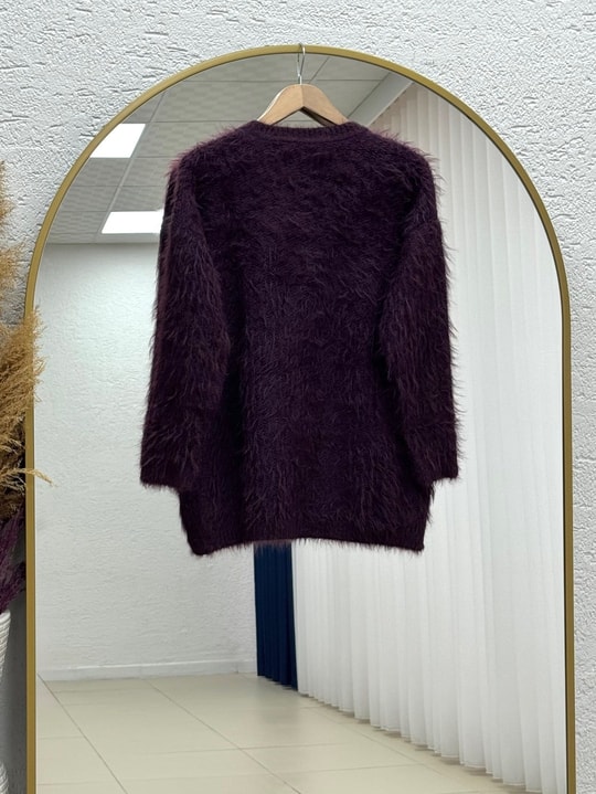 Şevkinaz Sakallı Yumoş Hırka-KR5039 Mürdüm