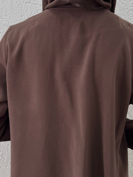 Şimşek Yandan Bağlamalı Gold Düğmeli Pantolonlu Takım-GS2418 Kahve