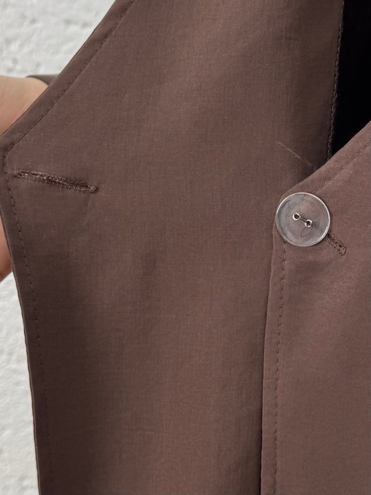 Şimşek Yandan Bağlamalı Gold Düğmeli Pantolonlu Takım-GS2418 Kahve