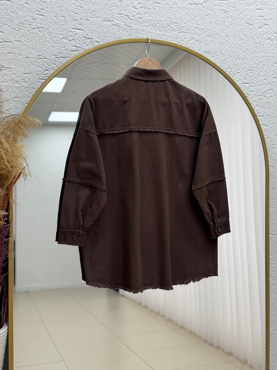 Sumru Robası Ve Kolu Püsküllü Gömlek-KT5595 Kahve