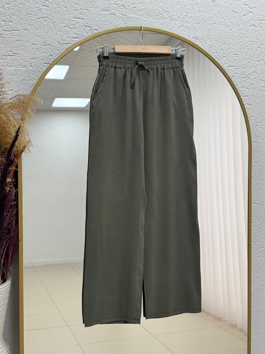 Tılsım Geniş Paça Pantolon-MT8214 Haki