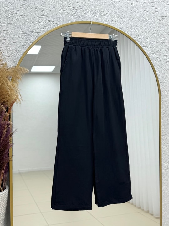 Toprak Tek Düğmeli Beli Büzgülü Pantolonlu Takım-ZŞ7079 Siyah