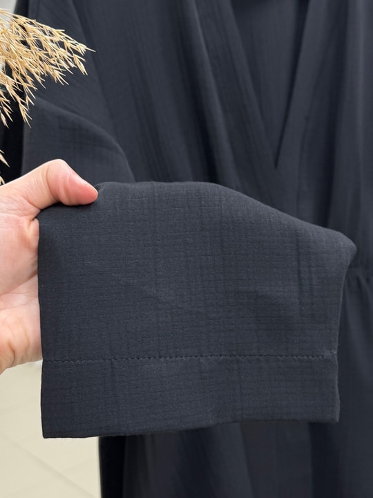 Toprak Tek Düğmeli Beli Büzgülü Pantolonlu Takım-ZŞ7079 Siyah