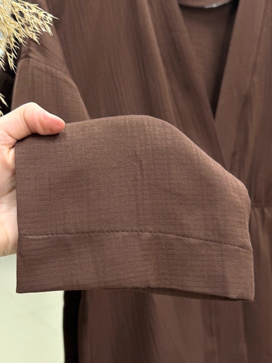 Toprak Tek Düğmeli Beli Büzgülü Pantolonlu Takım-ZŞ7079 Kahve