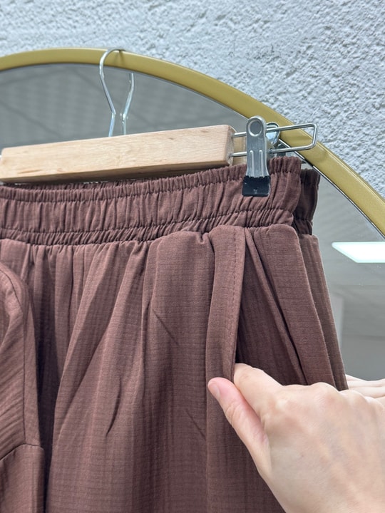 Toprak Tek Düğmeli Beli Büzgülü Pantolonlu Takım-ZŞ7079 Kahve