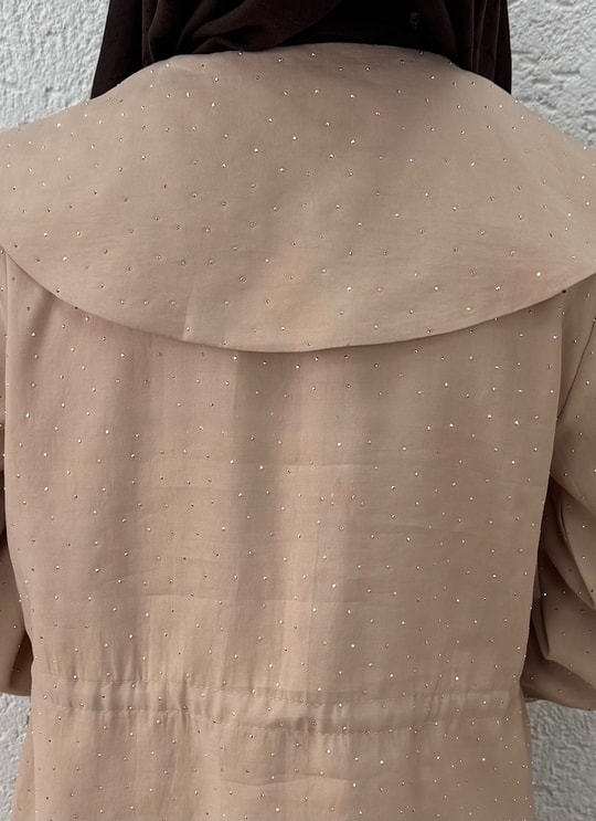 Uçurum Bebe Yaka Taşlı Beli Sıkmalı Etekli Takım-MF612 Taş