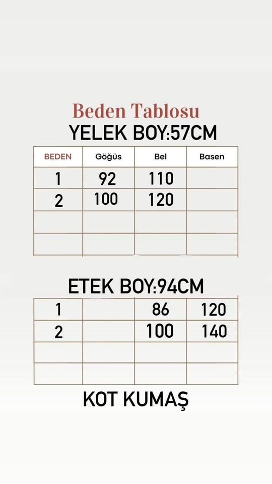 Veletta Yeleği Tünelli Kot Etekli Takım-ML2076 Kot Rengi