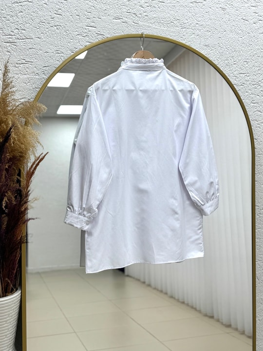 Vildan V Nervürlü Poplin Gömlek-NA820 Beyaz