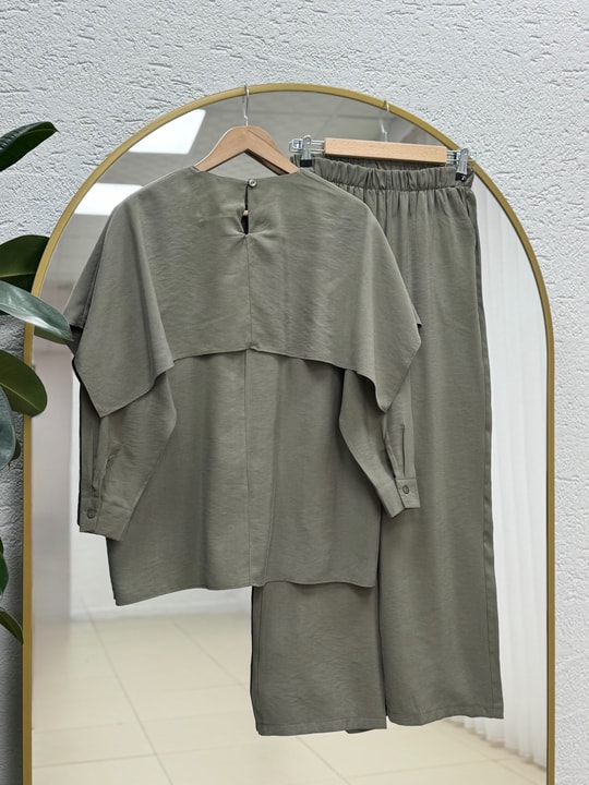 Viyan Pelerinli Modal Takım-BN4616 Haki