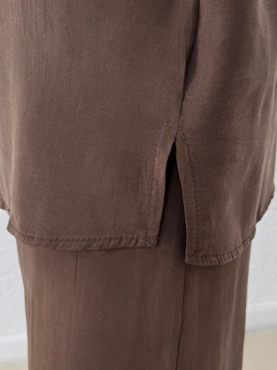 Yamaç Tek Cepli Oversize Pantolonlu Takım-Zİ2232 Kahve